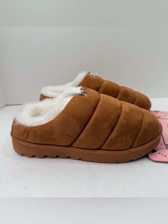 Juicy Couture Shoes - Juicy Couture Cozy Faux-Suede Brown Quilted Slip-On Slippers